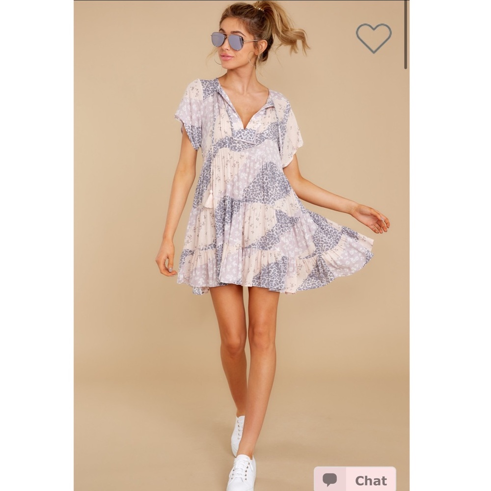 Olivaceous Pink/Grey Print Dress